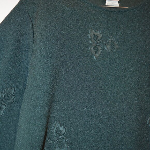 BonWorth Dark Green Polyester Short Sleeves Pressed-up Floral Texture Blouse L - Picture 10 of 13